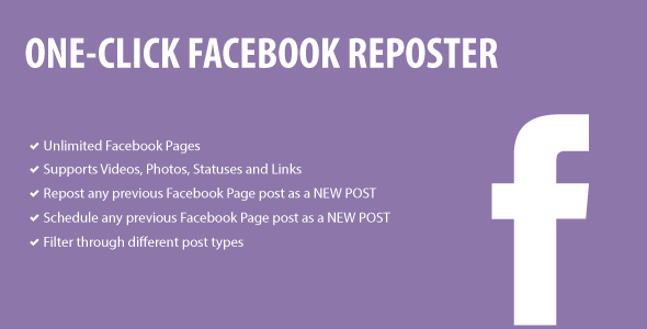 1-Click Facebook Reposter Preview Wordpress Plugin - Rating, Reviews, Demo & Download