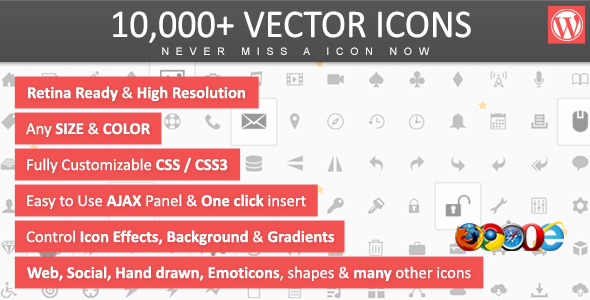 10,000+ Vector Icons – WordPress Preview - Rating, Reviews, Demo & Download