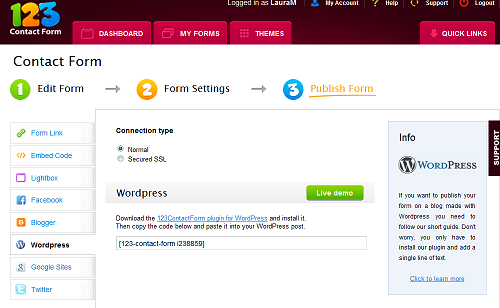 123ContactForm Plugin for Wordpress Preview - Rating, Reviews, Demo & Download