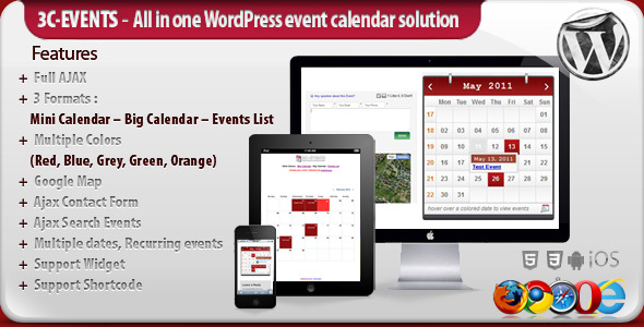 3C-Events : Wordpress All-in-One Event Calendar Preview - Rating, Reviews, Demo & Download