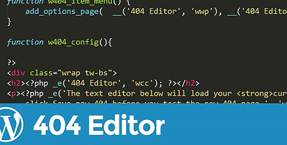 404 Page Editor Plugin for Wordpress Preview - Rating, Reviews, Demo & Download