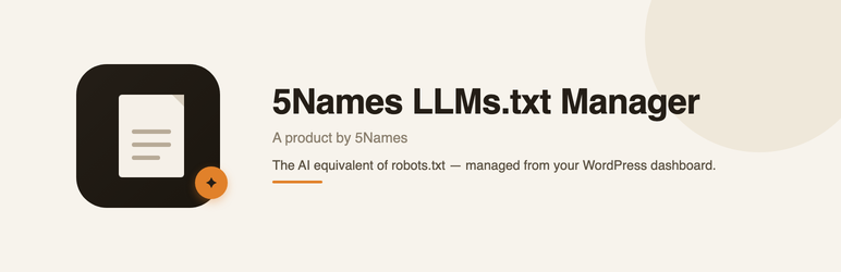 5Names LLMs Wordpress Plugin - Rating, Reviews, Demo & Download