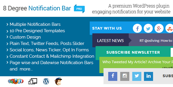 8 Degree Notification Bar Pro Preview Wordpress Plugin - Rating, Reviews, Demo & Download