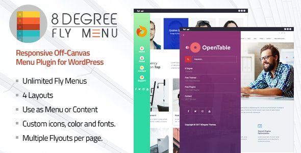 8Degree Fly Menu – Responsive Off-Canvas Menu Plugin For WordPress Preview - Rating, Reviews, Demo & Download