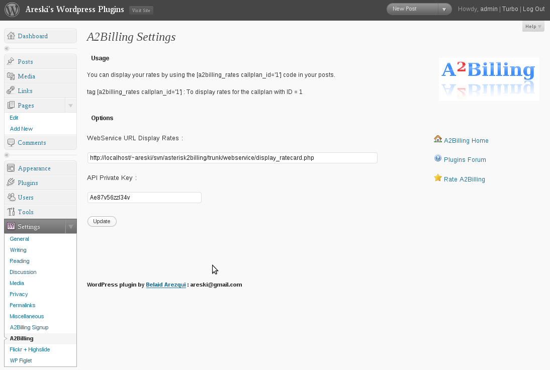 A2Billing Preview Wordpress Plugin - Rating, Reviews, Demo & Download