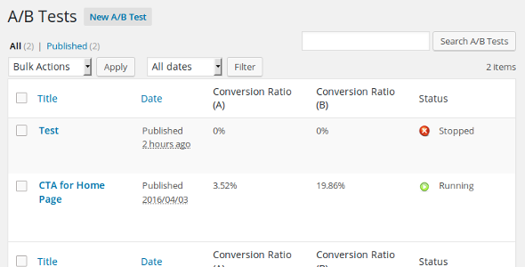 A/B Tester Plugin for Wordpress Preview - Rating, Reviews, Demo & Download