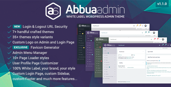 ABBUA Admin WordPress Theme Preview - Rating, Reviews, Demo & Download