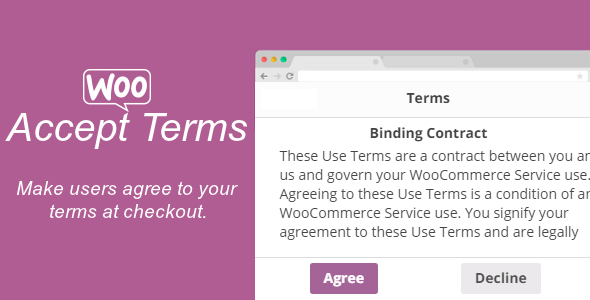 Accept Terms For WooCommerce Preview Wordpress Plugin - Rating, Reviews, Demo & Download