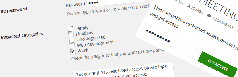 Access Category Password Preview Wordpress Plugin - Rating, Reviews, Demo & Download