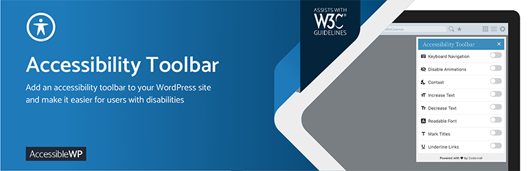 AccessibleWP – Accessibility Toolbar Preview Wordpress Plugin - Rating, Reviews, Demo & Download
