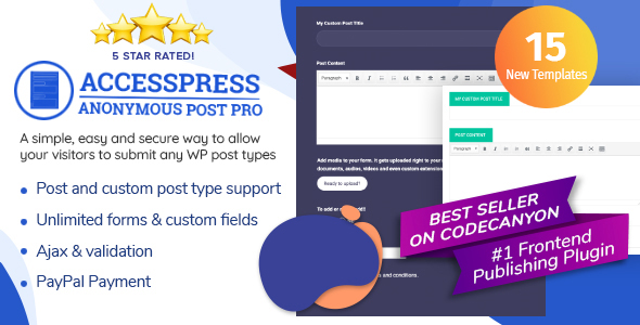 AccessPress Anonymous Post Pro – Frontend Publishing WordPress Plugin Preview - Rating, Reviews, Demo & Download