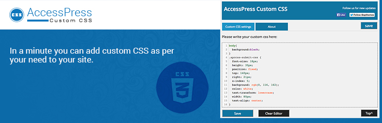 AccessPress Custom CSS Preview Wordpress Plugin - Rating, Reviews, Demo & Download