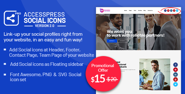 AccessPress Social Icons Pro Preview Wordpress Plugin - Rating, Reviews, Demo & Download