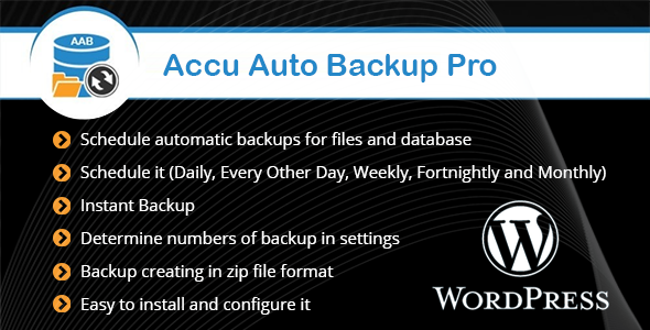 Accu Auto Backup Pro Preview Wordpress Plugin - Rating, Reviews, Demo & Download