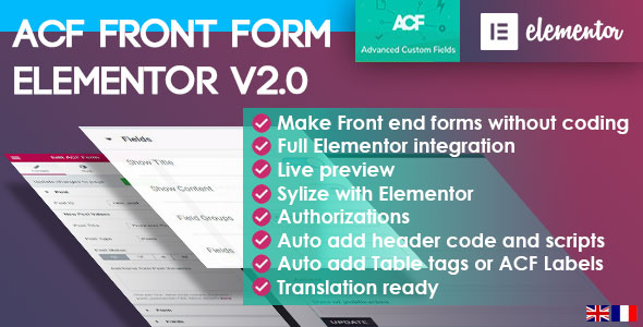 ACF Front Form For Elementor Page Builder Preview Wordpress Plugin - Rating, Reviews, Demo & Download