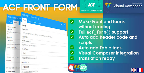 ACF Front Form With Visual Composer And WPBackery Integration Preview Wordpress Plugin - Rating, Reviews, Demo & Download