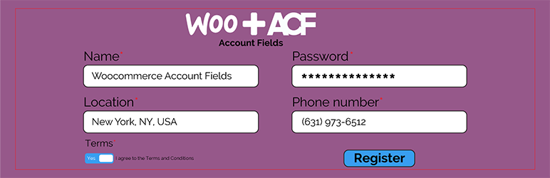 ACF Woocommerce Account Fields Preview Wordpress Plugin - Rating, Reviews, Demo & Download