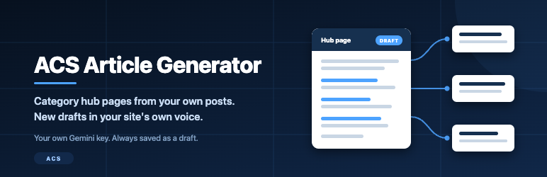 ACS Article Generator Preview Wordpress Plugin - Rating, Reviews, Demo & Download