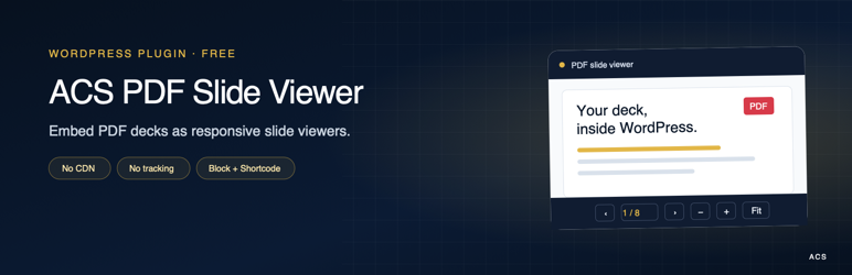 ACS PDF Slide Viewer Preview Wordpress Plugin - Rating, Reviews, Demo & Download