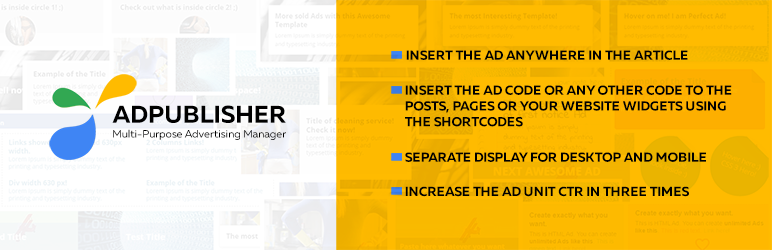 AD Publisher – Automatically Insert Post Ads Preview Wordpress Plugin - Rating, Reviews, Demo & Download