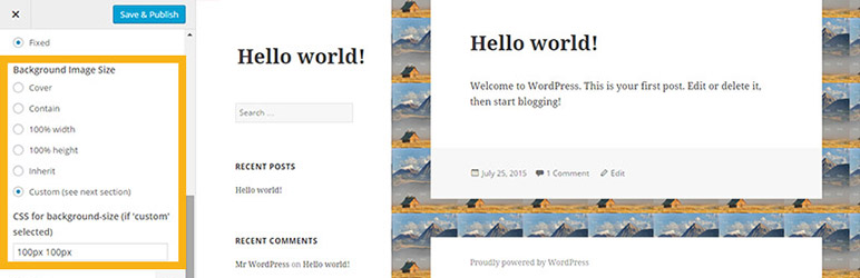 Add Background-Size To Customizer Preview Wordpress Plugin - Rating, Reviews, Demo & Download