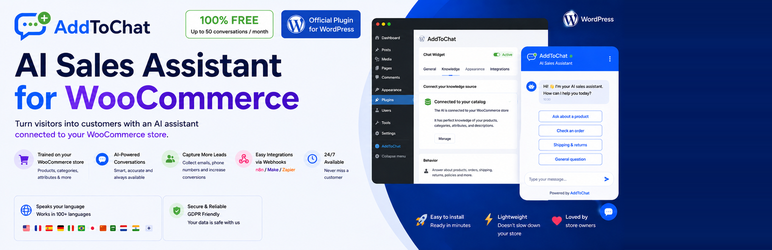 AddToChat – AI Sales Assistant Preview Wordpress Plugin - Rating, Reviews, Demo & Download