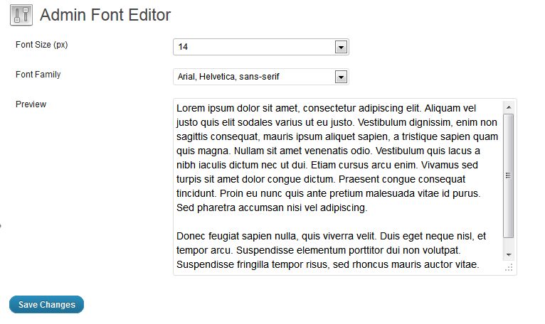 Admin Font Editor Preview Wordpress Plugin - Rating, Reviews, Demo & Download