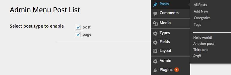 Admin Menu Post List Preview Wordpress Plugin - Rating, Reviews, Demo & Download