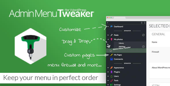 Admin Menu Tweaker Plugin for Wordpress Preview - Rating, Reviews, Demo & Download