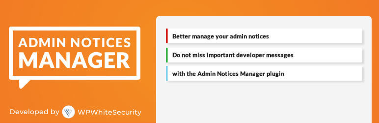 Admin Notices Manager Preview Wordpress Plugin - Rating, Reviews, Demo & Download