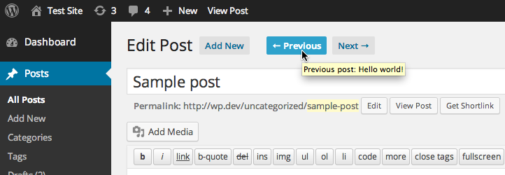 Admin Post Navigation Preview Wordpress Plugin - Rating, Reviews, Demo & Download