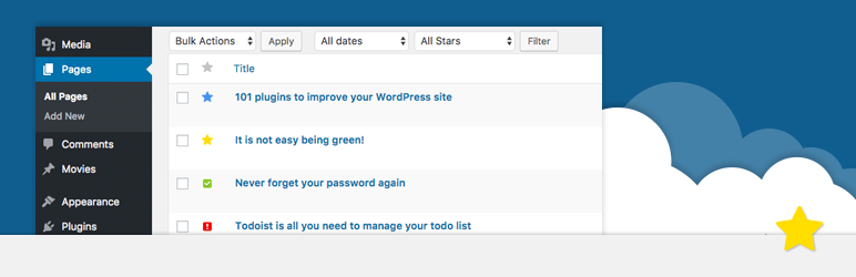 Admin Starred Posts Preview Wordpress Plugin - Rating, Reviews, Demo & Download