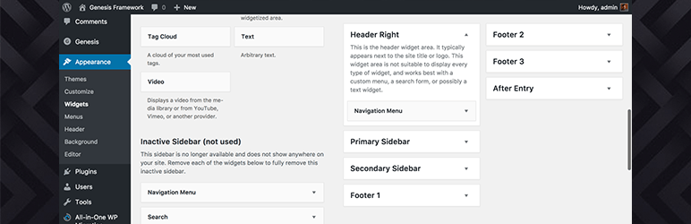Admin Sticky Widget Areas Preview Wordpress Plugin - Rating, Reviews, Demo & Download