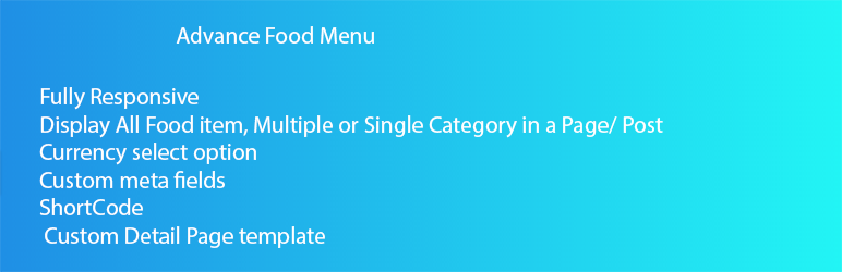 Advance Food Menu Preview Wordpress Plugin - Rating, Reviews, Demo & Download