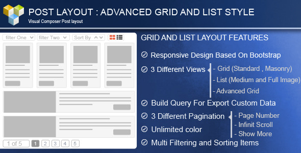 Advance Post Grid/List With Custom Filtering For Visual Composer Preview Wordpress Plugin - Rating, Reviews, Demo & Download