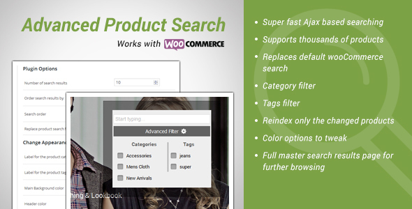 Advance Products Search For WooCommerce Preview Wordpress Plugin - Rating, Reviews, Demo & Download