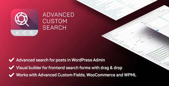 Advanced Custom Search PRO Preview Wordpress Plugin - Rating, Reviews, Demo & Download