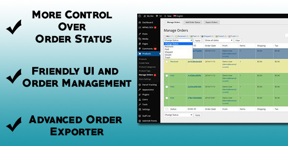 Advanced Order Management For Marketpress Preview Wordpress Plugin - Rating, Reviews, Demo & Download