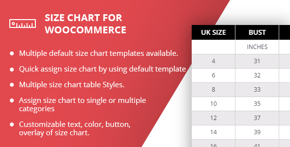 Advanced Product Size Chart For WooCommerce Preview Wordpress Plugin - Rating, Reviews, Demo & Download