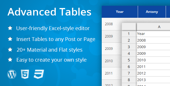 Advanced Tables – Excel-style Table Editor Preview Wordpress Plugin - Rating, Reviews, Demo & Download