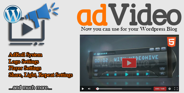 AdVideo Player – Responsive Player Plugin for Wordpress Preview - Rating, Reviews, Demo & Download