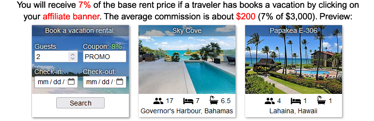 Affiliate Ads For Vacation Rentals Preview Wordpress Plugin - Rating, Reviews, Demo & Download