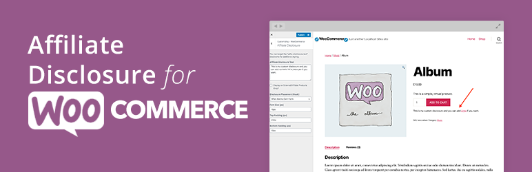 Affiliate Disclosure For WooCommerce Preview Wordpress Plugin - Rating, Reviews, Demo & Download