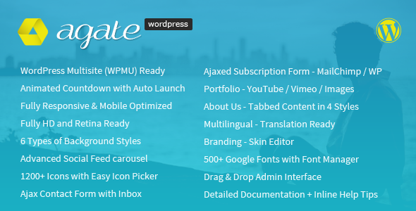 Agate WP – Coming Soon Countdown Wordpress Plugin Preview - Rating, Reviews, Demo & Download