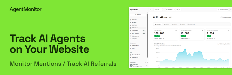 Agent Monitor – Monitor AI Agents And Analyze LLM Visibility Preview Wordpress Plugin - Rating, Reviews, Demo & Download