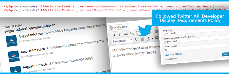 AI Twitter Feeds (Twitter Widget & Shortcode) Preview Wordpress Plugin - Rating, Reviews, Demo & Download