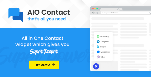 AIO Contact – All In One Contact Widget – Support Button Preview Wordpress Plugin - Rating, Reviews, Demo & Download
