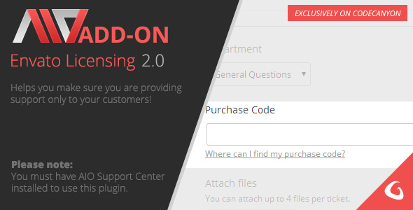 AIO Support Center – Envato Licensing Add-On Preview Wordpress Plugin - Rating, Reviews, Demo & Download