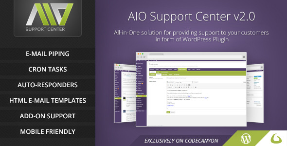 AIO Support Center – WordPress Ticketing System Preview - Rating, Reviews, Demo & Download