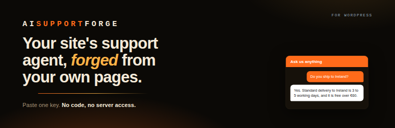 AISupportForge Preview Wordpress Plugin - Rating, Reviews, Demo & Download